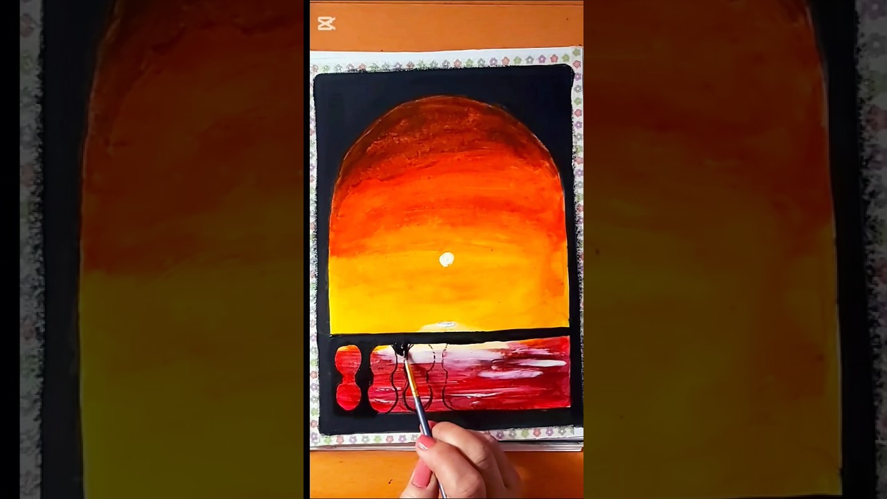 Beautiful sunset painting Acrylic | Easy for beginners #art #sunset #drawing