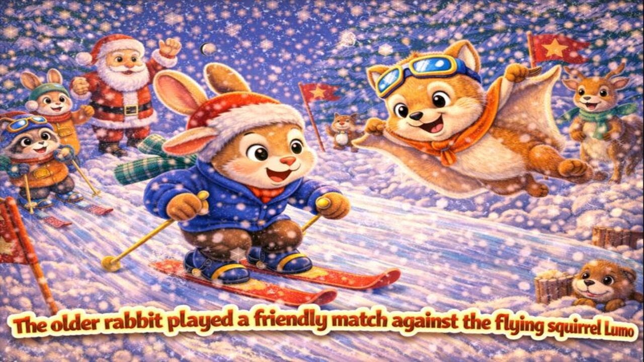 Funny Rabbit Family : The older rabbit played a friendly match against the flying squirrel Lumo 🎅❄️