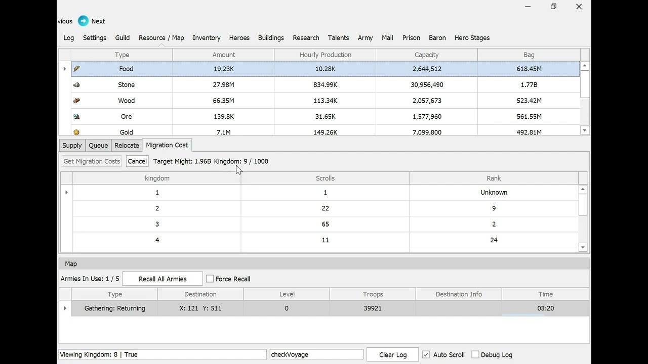 How to get migration cost 4 every kingdom in Lords Mobile wo checking each kingdom by using LordsBot