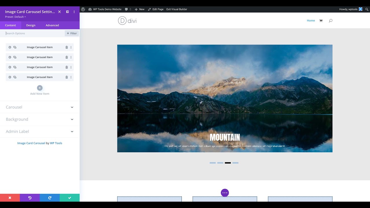 Mountains Slider With Text Overlays Layout For Divi 