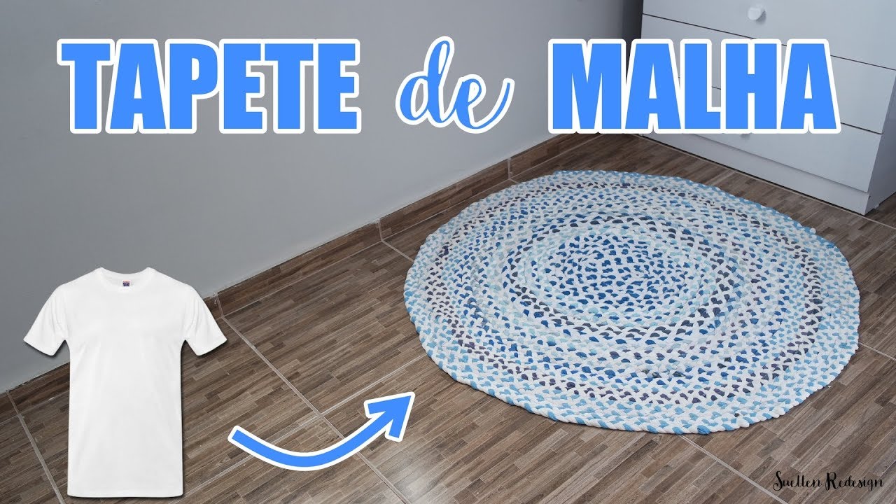 DIY TAPETE FEITO COM CAMISETAS DE MALHA | TAPETE DE MALHA REDONDO | SÉRIE ENXOVAL DE BEBÊ