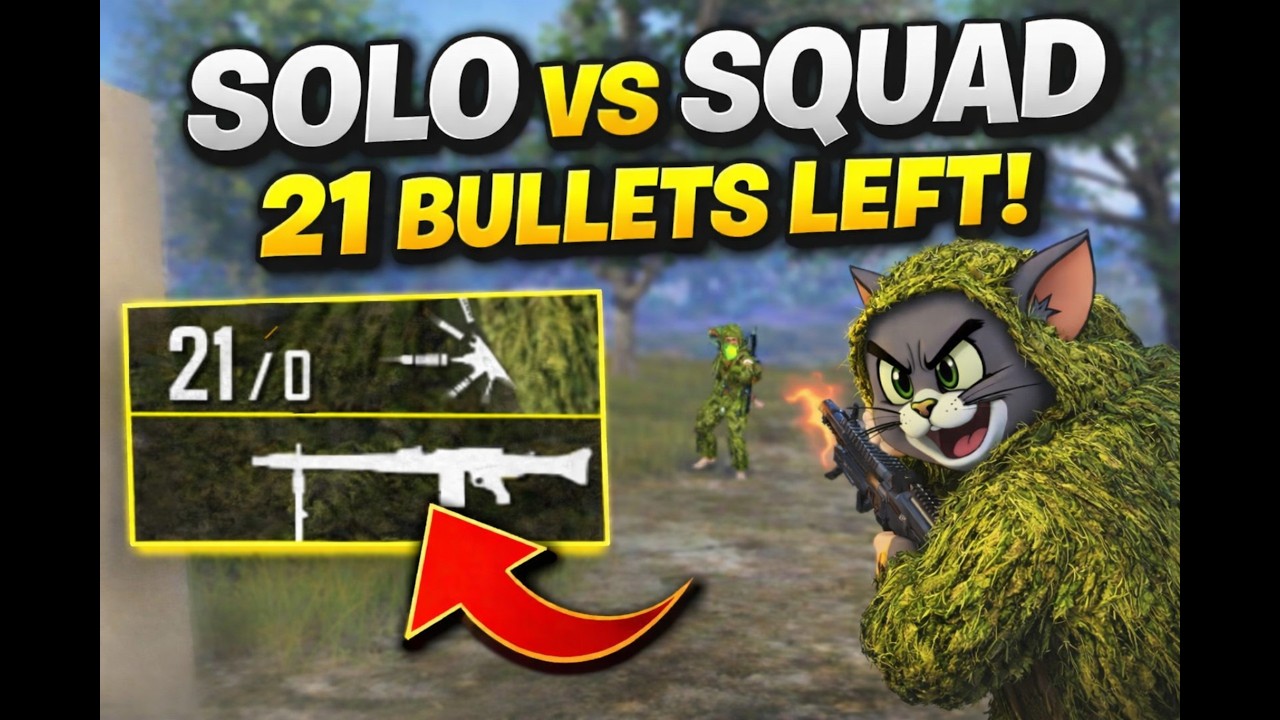I Had ONLY 21 Bullets Left… SOLO vs SQUAD CHICKEN DINNER 🐔🔥 | BGMI