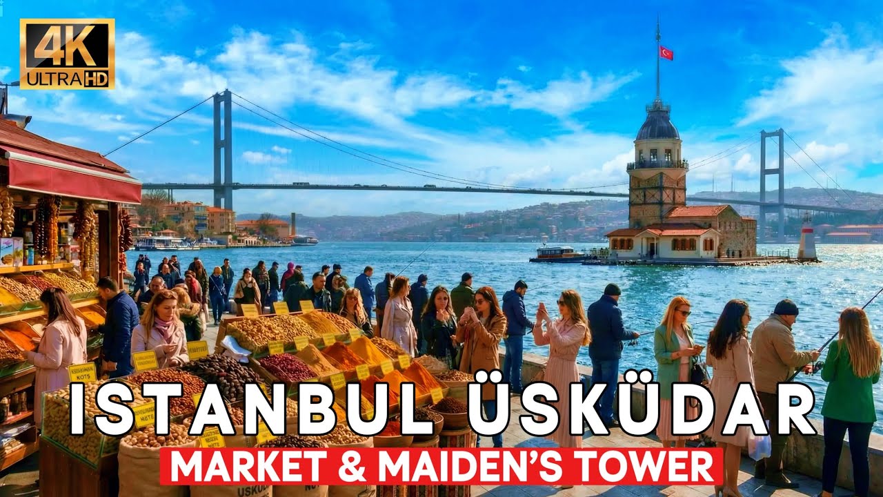 Istanbul Turkey 2026 4K Walking Tour | Üsküdar Market to Maiden’s Tower – Bosphorus Views