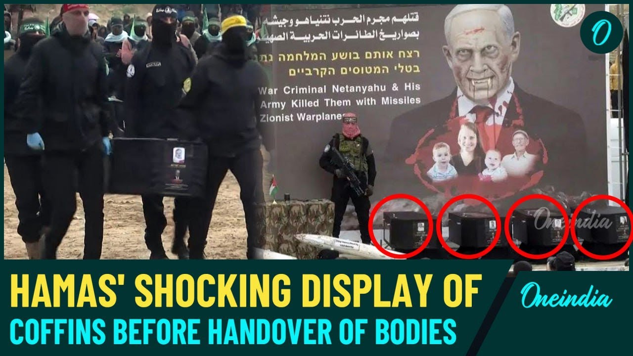 Hamas' Shocking Display of Israeli Hostage Bodies | Coffins Paraded on Stage Before Release