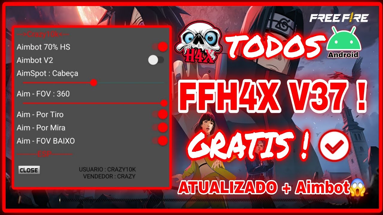 😱 SAIU 😱 MOD MENU FFH4X V37 - V140 CRKACKED 😱 + DESBAN FREEFIRE 1.90.X 100% ANTIBLACKLIST - ANTIBAN