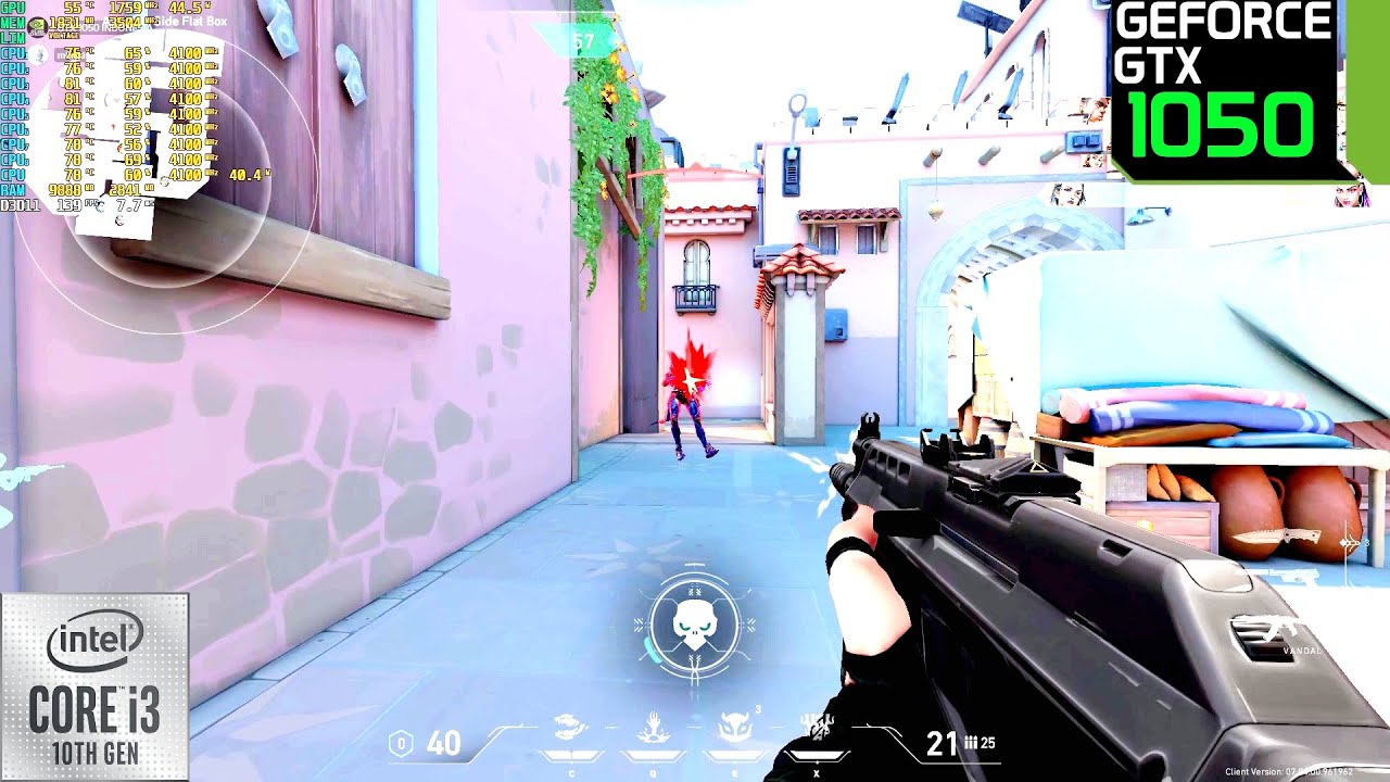 VALORANT : GTX 1050 1050 2 GB + INTEL I3 10100F : OFF SETTINGS MSAA OF + EFFECTS OFF : TDM KASBAH 24