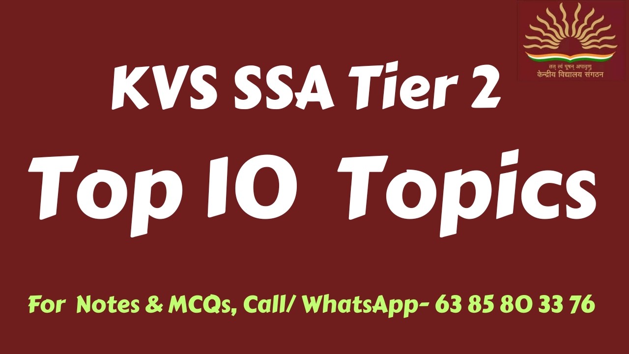 “KVS SSA Tier 2 Exam 2026: 10 Most Important Topics You Must Prepare”