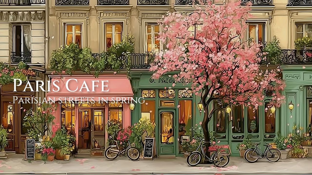 Parishioners Street 🌸 카페 거리 | Cherry Blossoms in Paris | Soft Instrumental Playlist