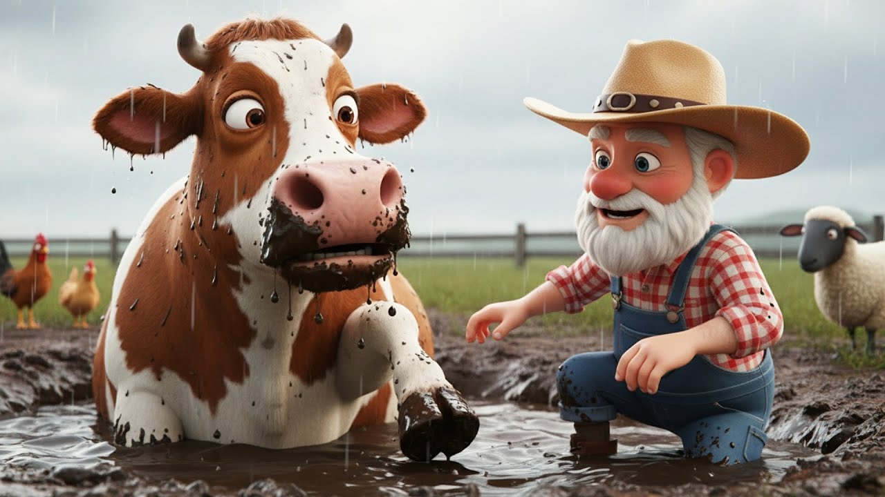 Old MacDonald Had a Farm 🐄🚜 | Cow Stuck in Mud! Rescue Adventure for Kids
