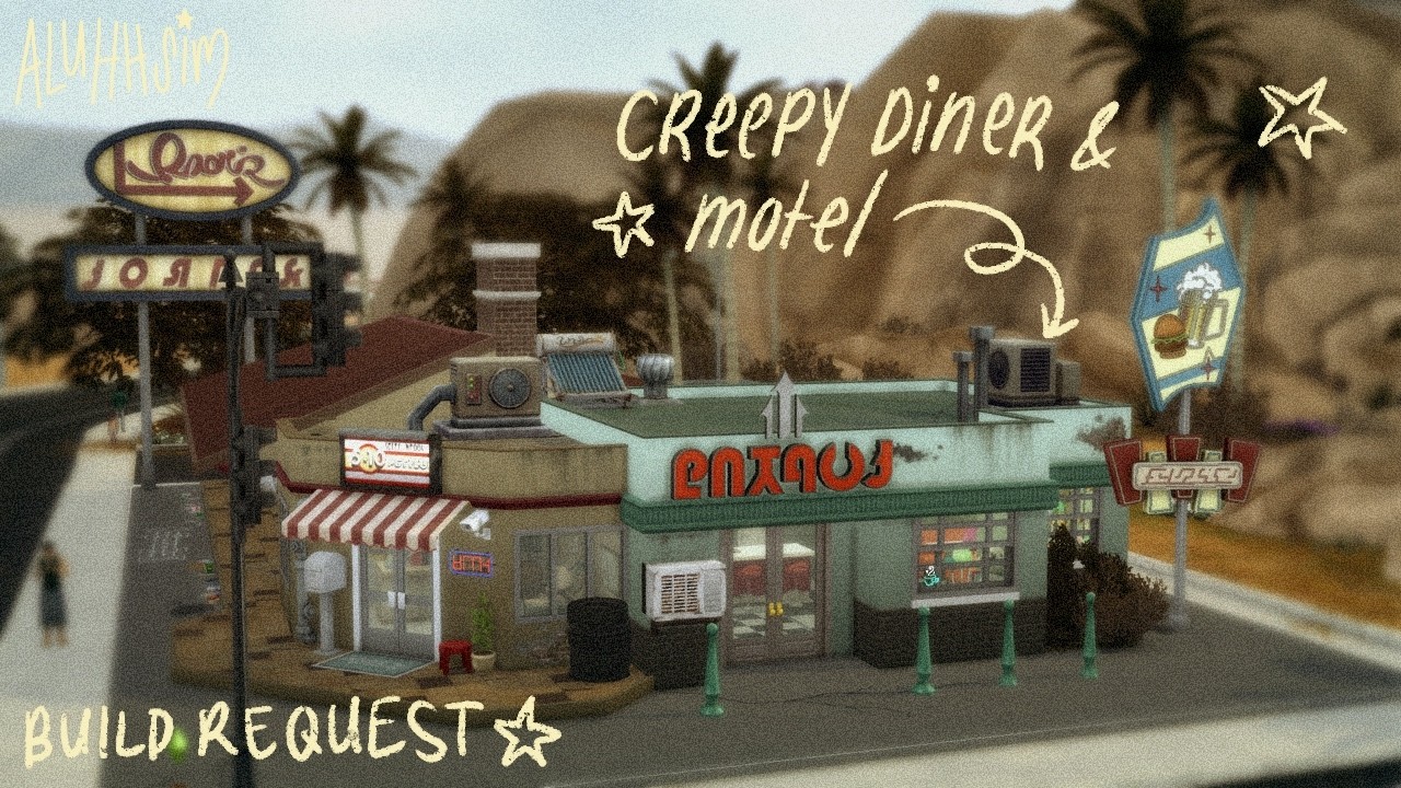 building a creepy diner & motel !🛌🌙🍴the sims 4: longplay with commentary