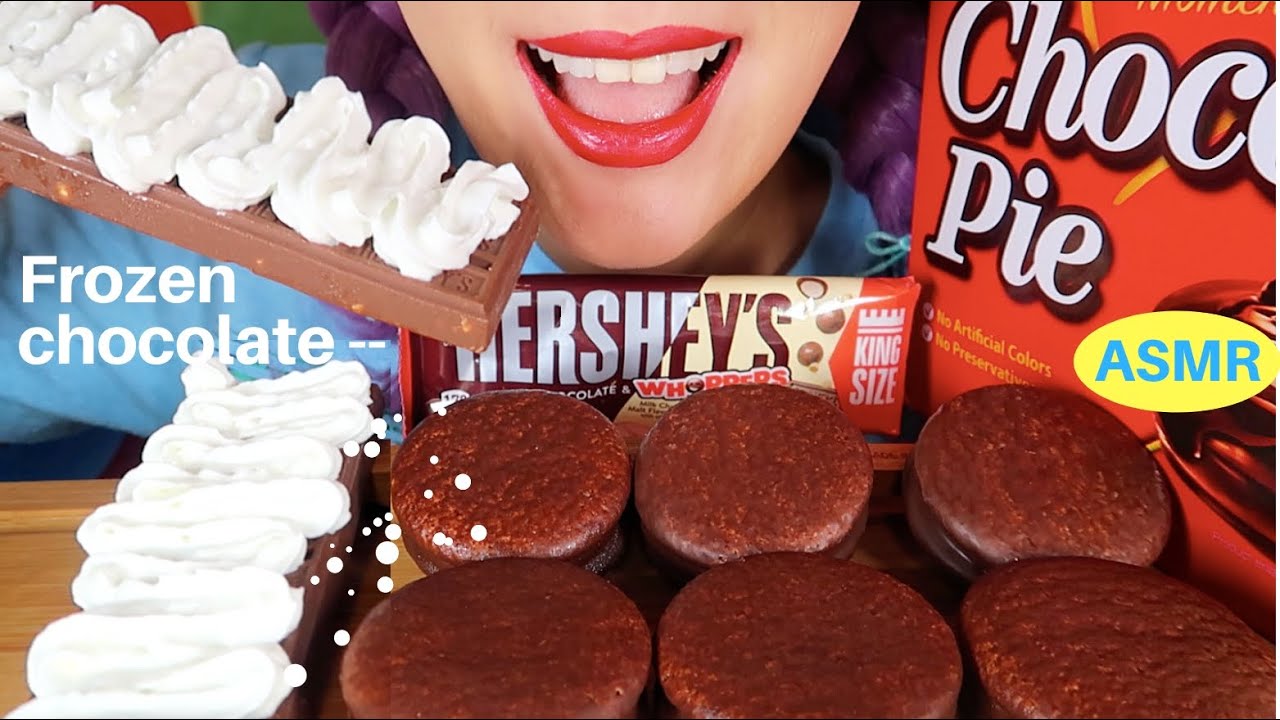 ASMR HERSHEY’S+WHOPPERS, KOREAN CHOCO PIE eating sound |초코파이, 허쉬스초콜렛 휘핑크림 먹방 리얼사운드|CURIE.ASMR