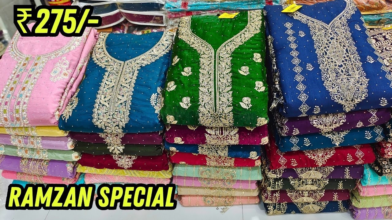 Ramzan Special🌙 Wholesale Dress Materials Fancy Work Suits Pakistani Cotton Suits