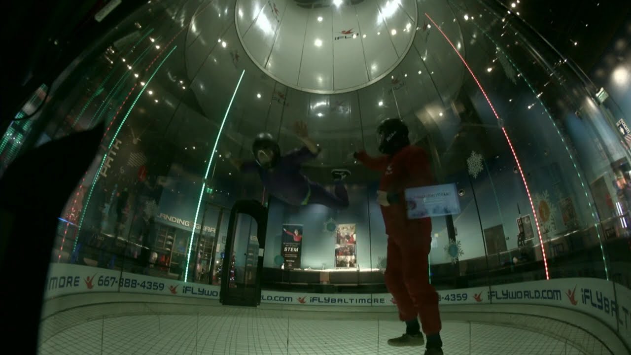 Knee flying practice in the #baltimore wind tunnel
