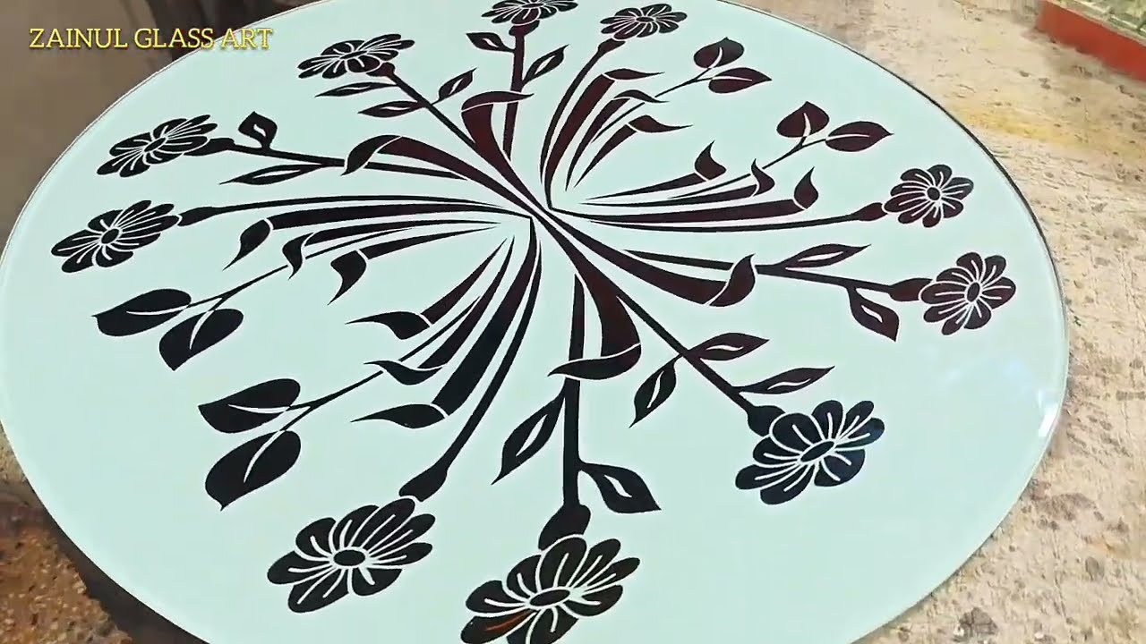 Glass design colour working| round cutting table top design colour work|glass design colour| glass.