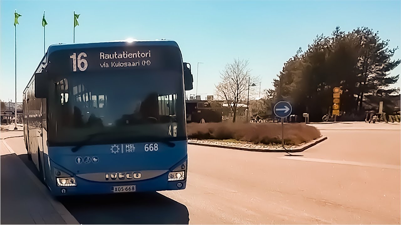 Bus line 16 | Rautatientori to Korkeasaari | Helsinki, Finland