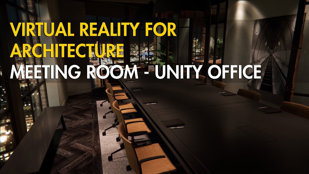 Virtual Reality 4K HDRP London Unity Office - Boardroom Night view