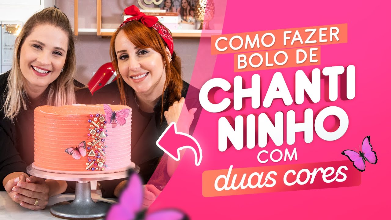 Decoração de bolo com Chantininho de duas cores