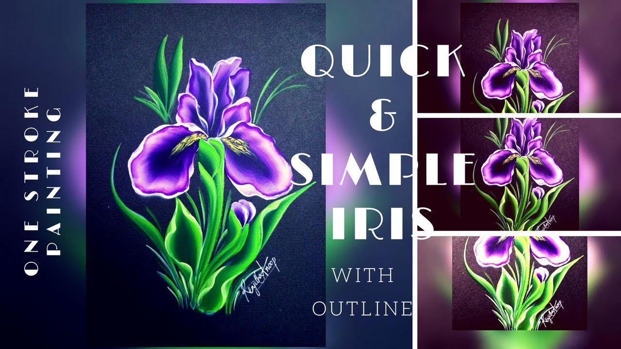 One Stroke painting Iris | Quick and easy | how to paint Iris | Acrylic painting