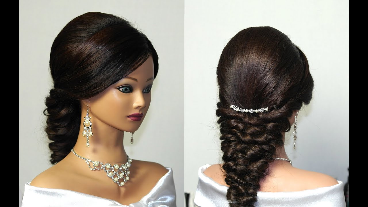 Wedding prom mermaid hairstyle for long hair.