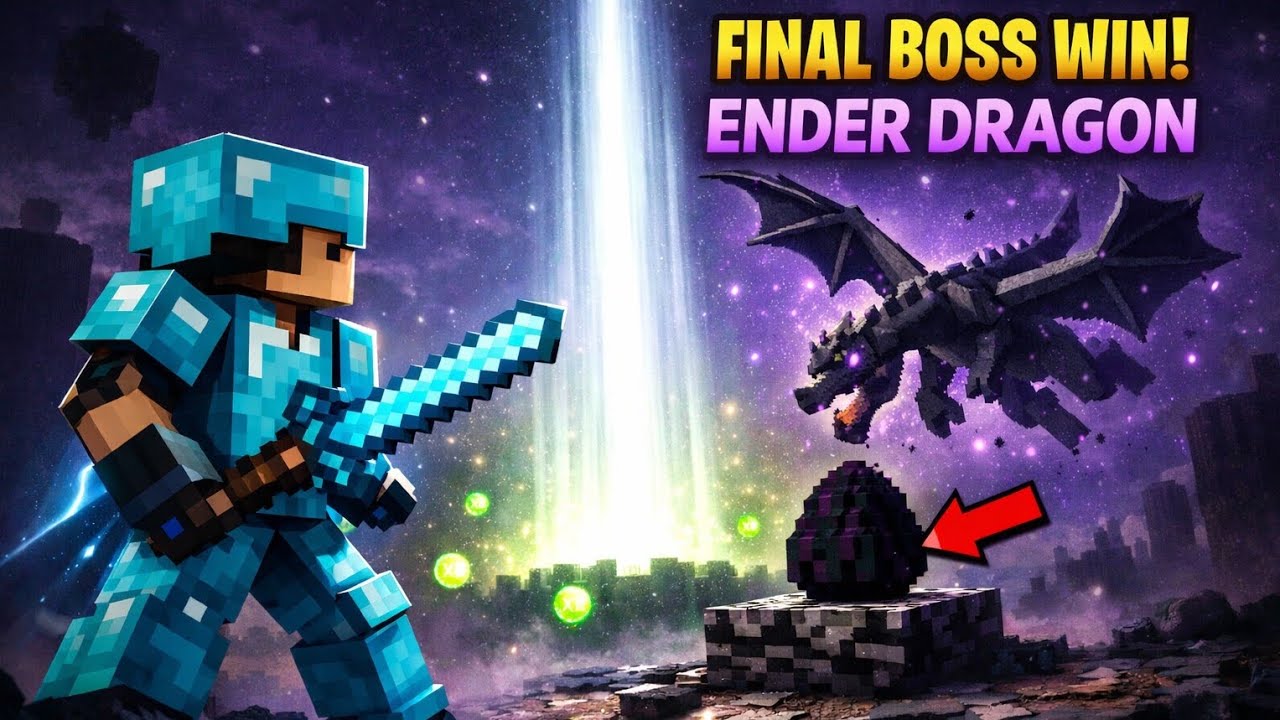 I'm playing Minecraft and the FINAL BOSS WIN ANDER DRAGON 