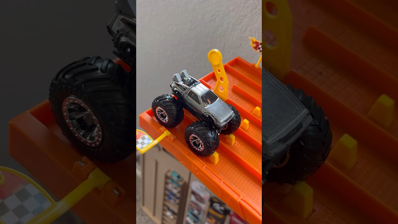 Racing Hot Wheels Monster Trucks on my 6 Lane Raceway