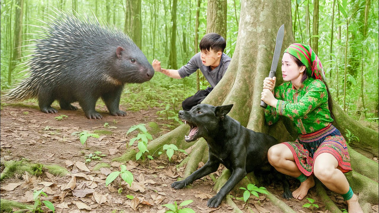 How Did The Smart Dog Help Ly Thi Hoa Hunt A Giant Wild Porcupine That Was Trapped?