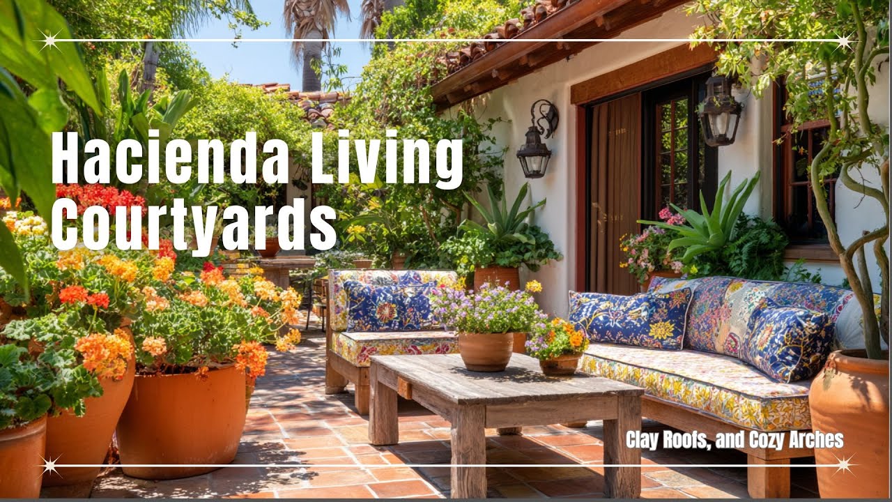 Hacienda Living Courtyards, Clay Roofs, and Cozy Arches
