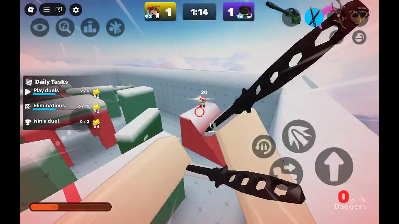 Doing practice on knife and sniper