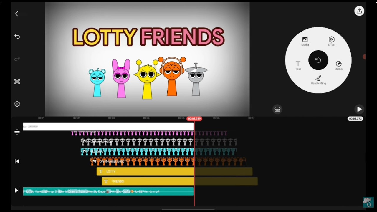 Ремейк логотипа Lotty Friends в Kinemaster, скоростное прохождение x16.