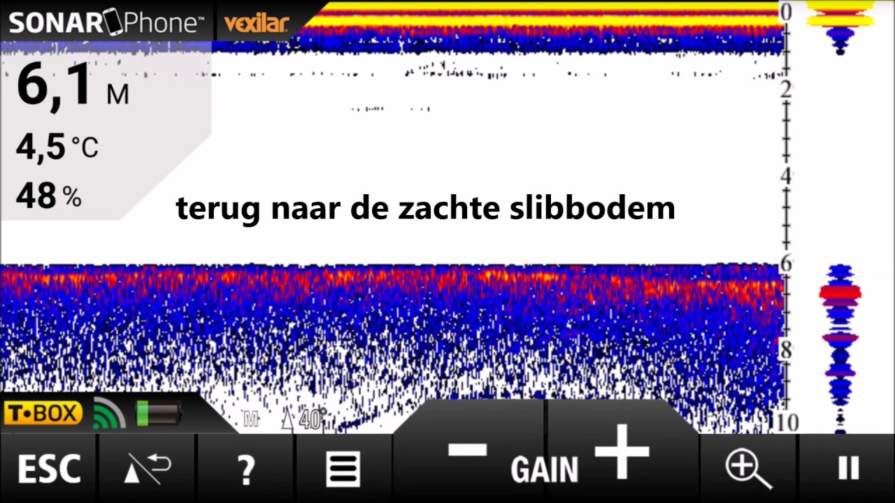 De bodemgesteldheid met de Vexilar Sonarphone XL op een Nanotec GT2 van fishfun