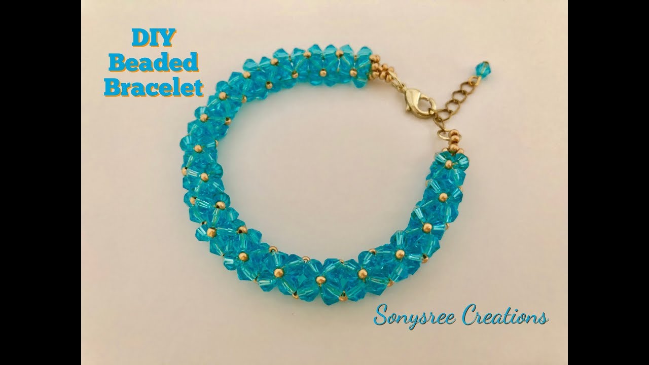 Aqua Bracelet. DIY Beaded Bracelet.Bicone Bracelet. How to make beaded bracelet