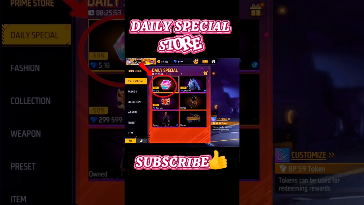 ff daily Special Store -50% discount ✓ ff bp s9 token exchange store #freefire #sktdpgamer #shorts