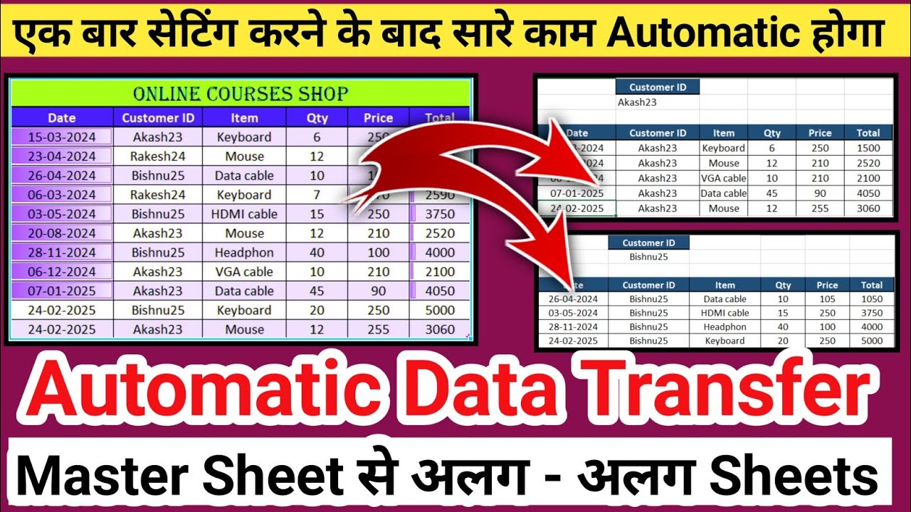 Automatic Data Transfer From Master Sheet to Another Sheets in Excel | Auto Data Transfer in Excel