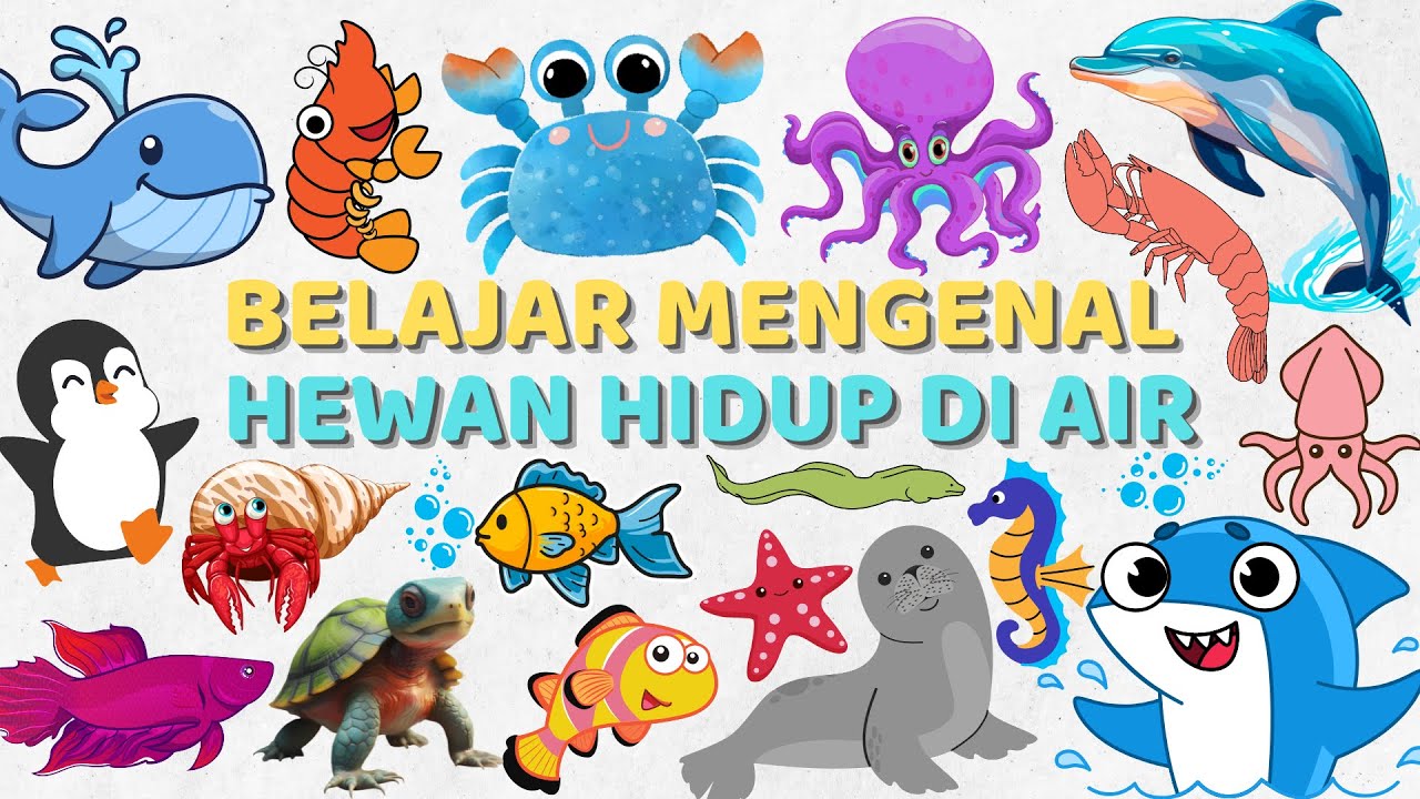 Belajar Nama-Nama Hewan Hidup di Air Bahasa Indonesia & Bahasa Inggris Learn Water Animals