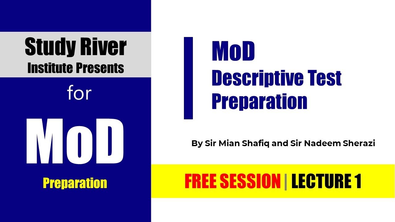 MOD Descriptive Test | MOD Written Test | Skill Test | MOD Past papers | MOD Test pattern | Study Ri