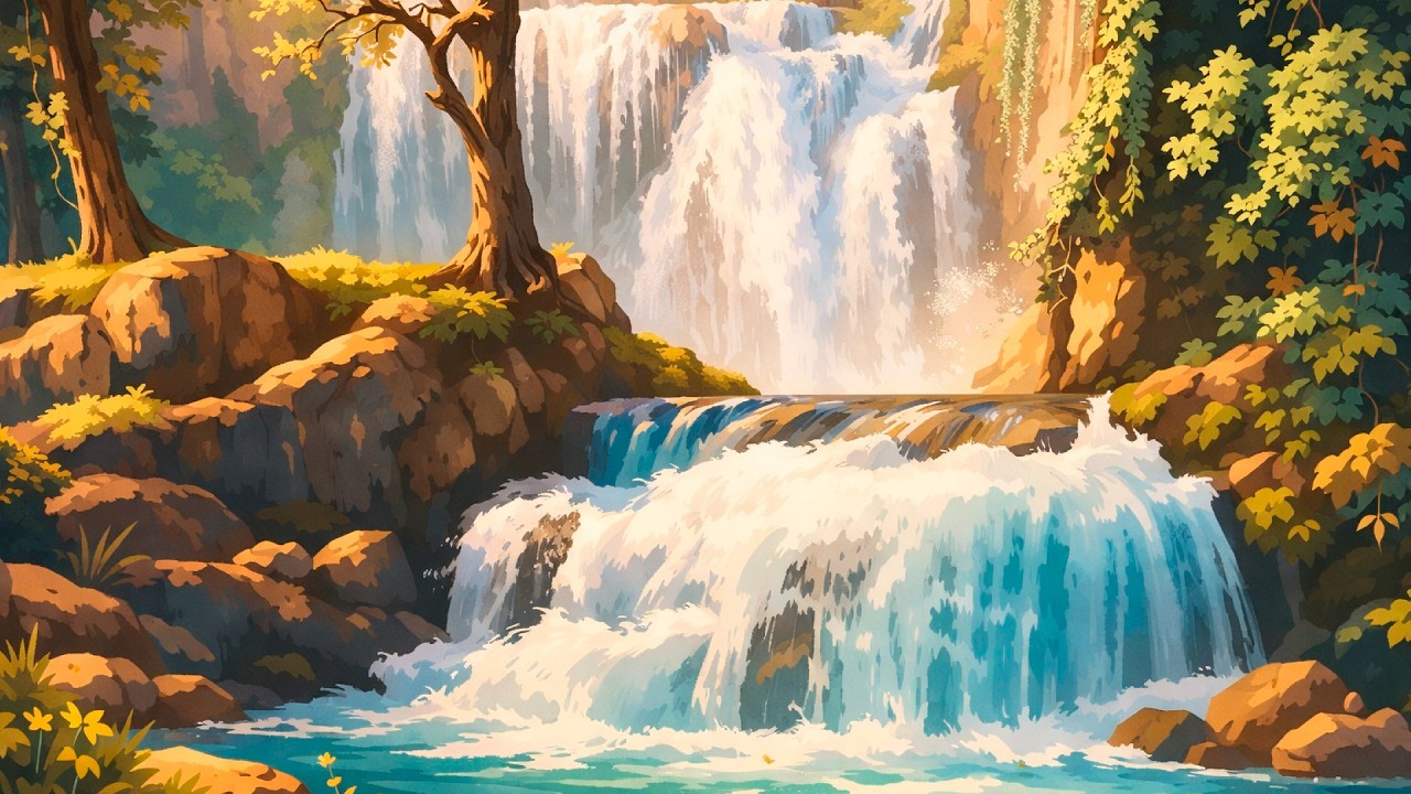 Forest Waterfall Ambience 💧 Nature Sounds for Sleep, Relaxation & Focus | 4 Hour