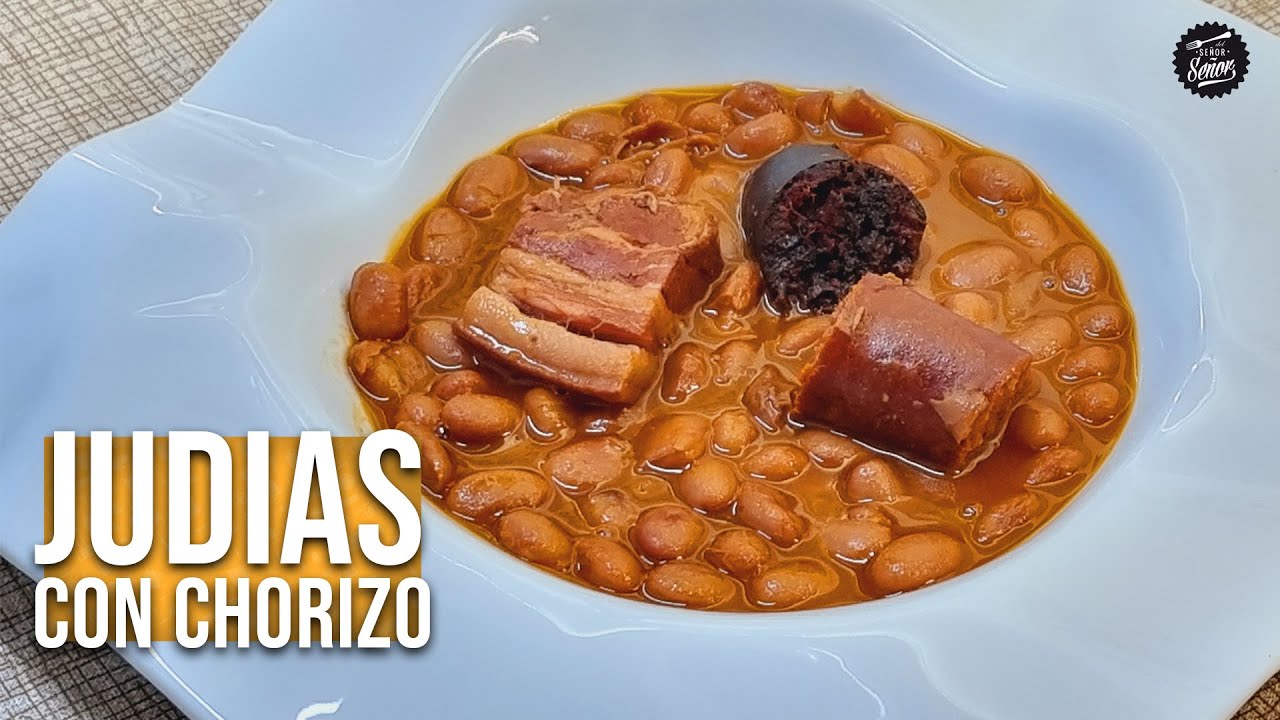 JUDÍAS CON CHORIZO 🍲 Receta rápida en OLLA EXPRESS (MUY TIERNAS)