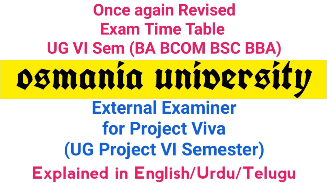 once again Revised Exam Time Table | UG 6th Semester | OU