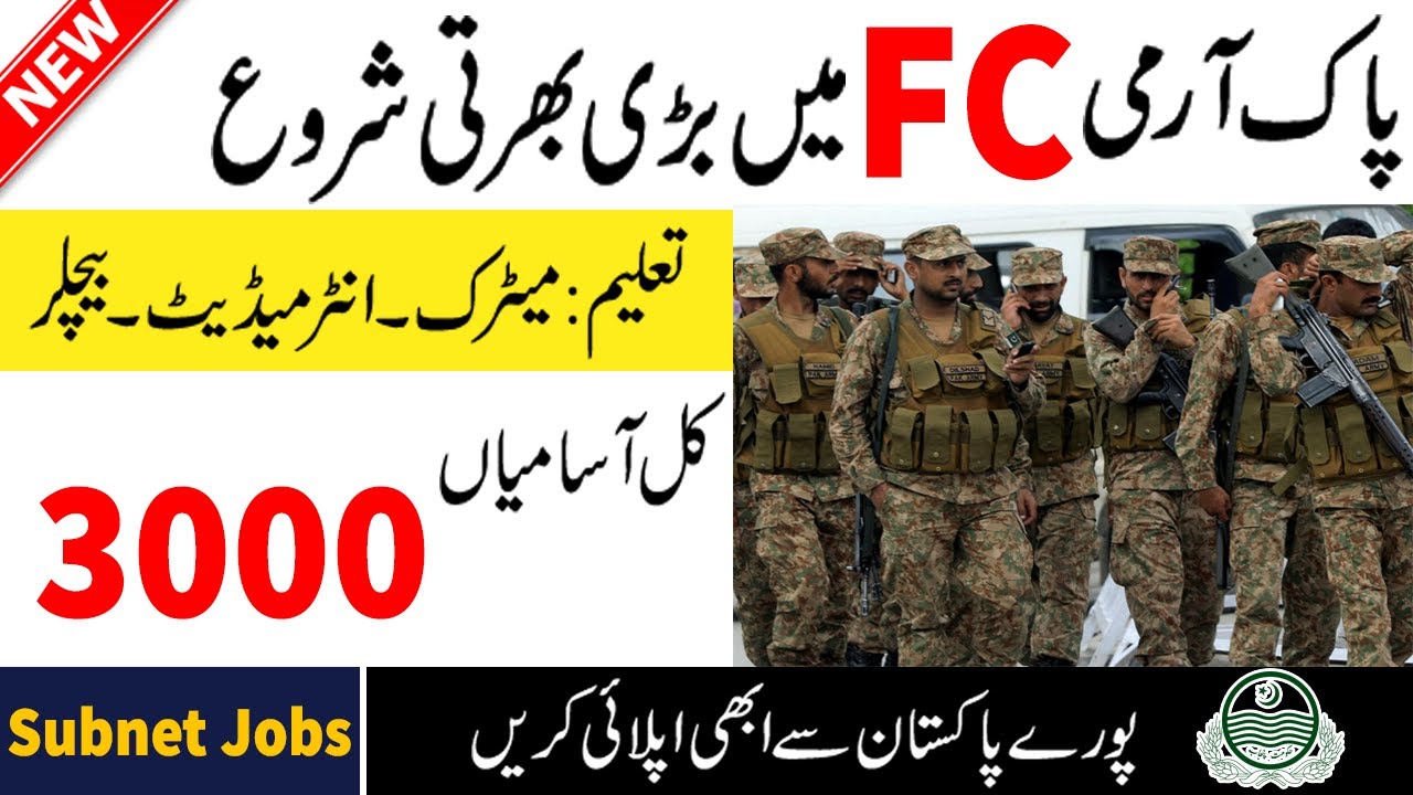 FC Frontier Corps Jobs 2021 | Frontier Corps Jobs 2021 | FC Jobs 2021 | Pak army Fc jobs 2021