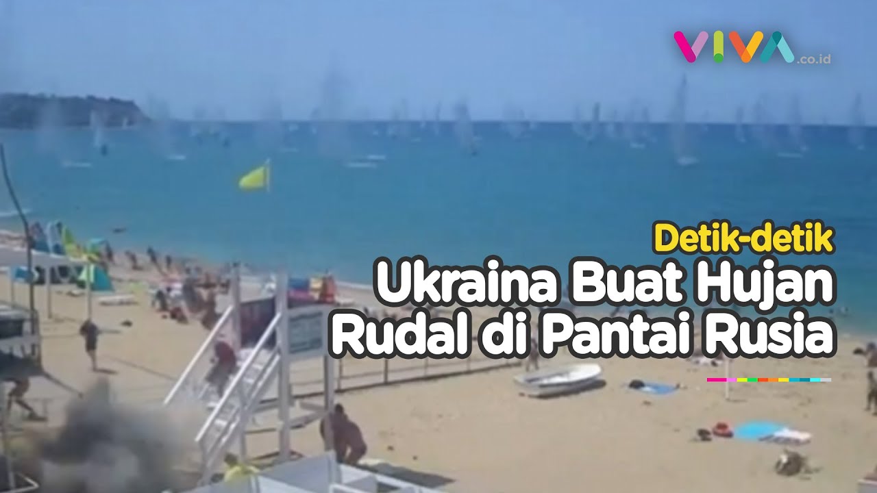 Detik-detik Rudal Ukraina Hujani Pantai Krimea yang Penuh Turis Rusia