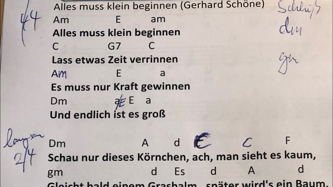Alles muss klein beginnen (Gerhard Schöne)
