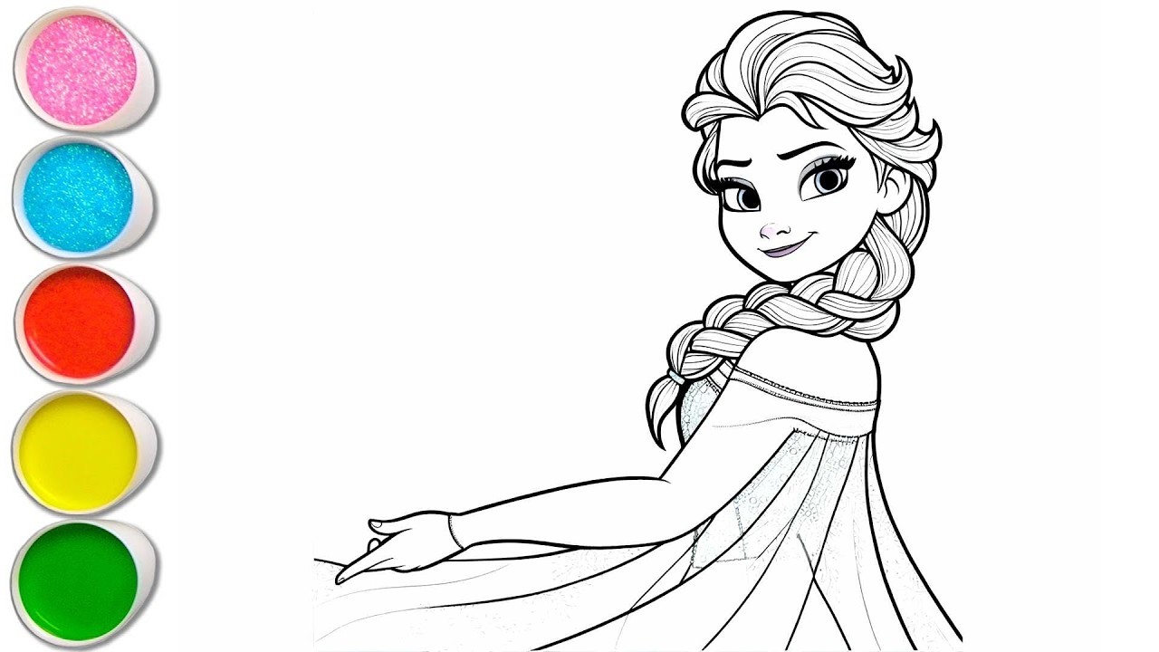 Cute Elsa Frozen Drawing for kids, Painting & Coloring for kids, Toddlers | Let's Draw Together