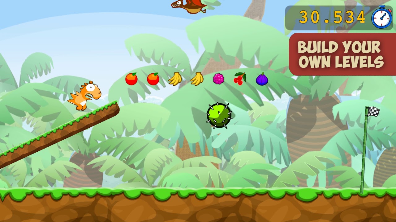 Dino Rush Race trailer - multiplayer 2D runner game with level editor