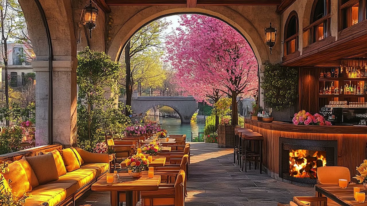 Happy Spring Morning Jazz at Outdoor Coffee Shop Ambience - Relaxing Jazz Music for Work & Study