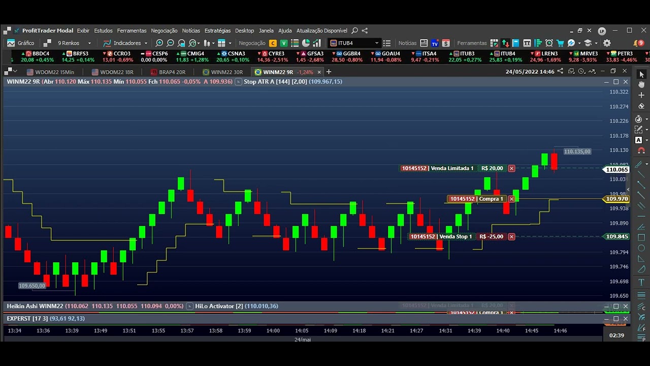 SCALPING NO GR&Aacute;FICO DE RENKO DE 9R+ STOP ATR