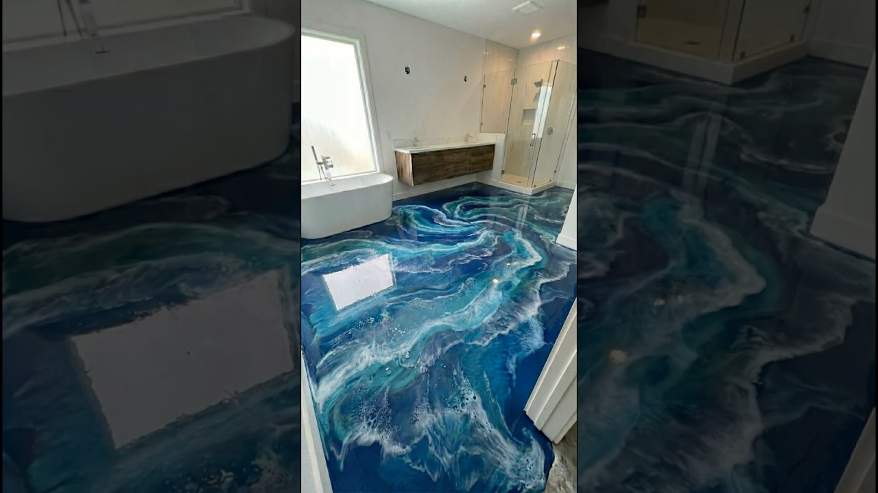 From Bare Concrete to a 3D Ocean Floor 🌊 | Epoxy Transformation