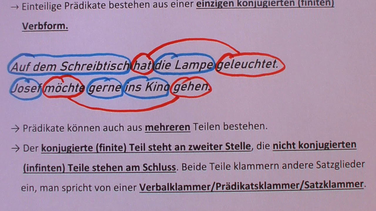 Einteilige und mehrteilige Prädikate