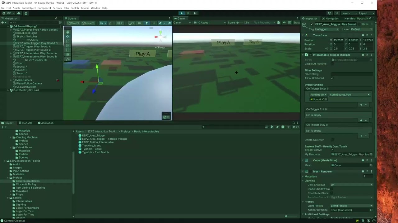 Basics of Sound in Unity 3D (EZPZ Interaction Toolkit)