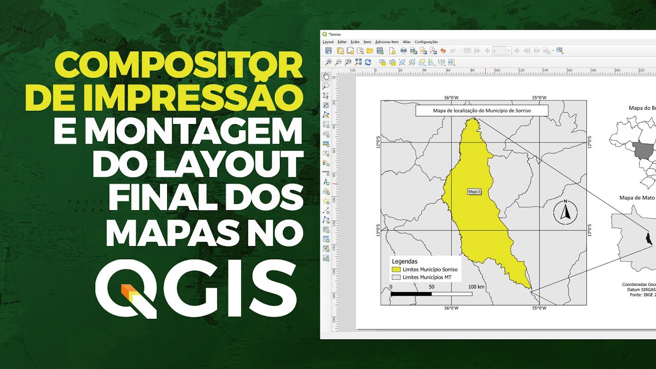 [Aula5] Como Montar o Layout do Mapa no Compositor de Impressão do #QGIS - Mini Curso de QGIS Básico