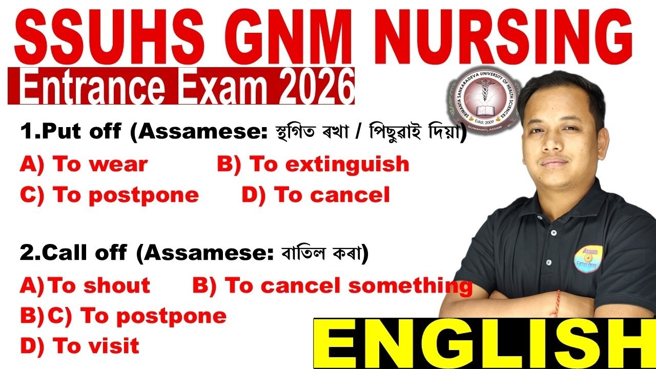 SSUHS GNM Nursing Entrance exam 2026 | GNM Nursing English Grammer  by Joydeep Sir